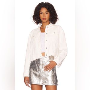 Superdown Raya White Rhinestone Fringe Jacket, size Medium.